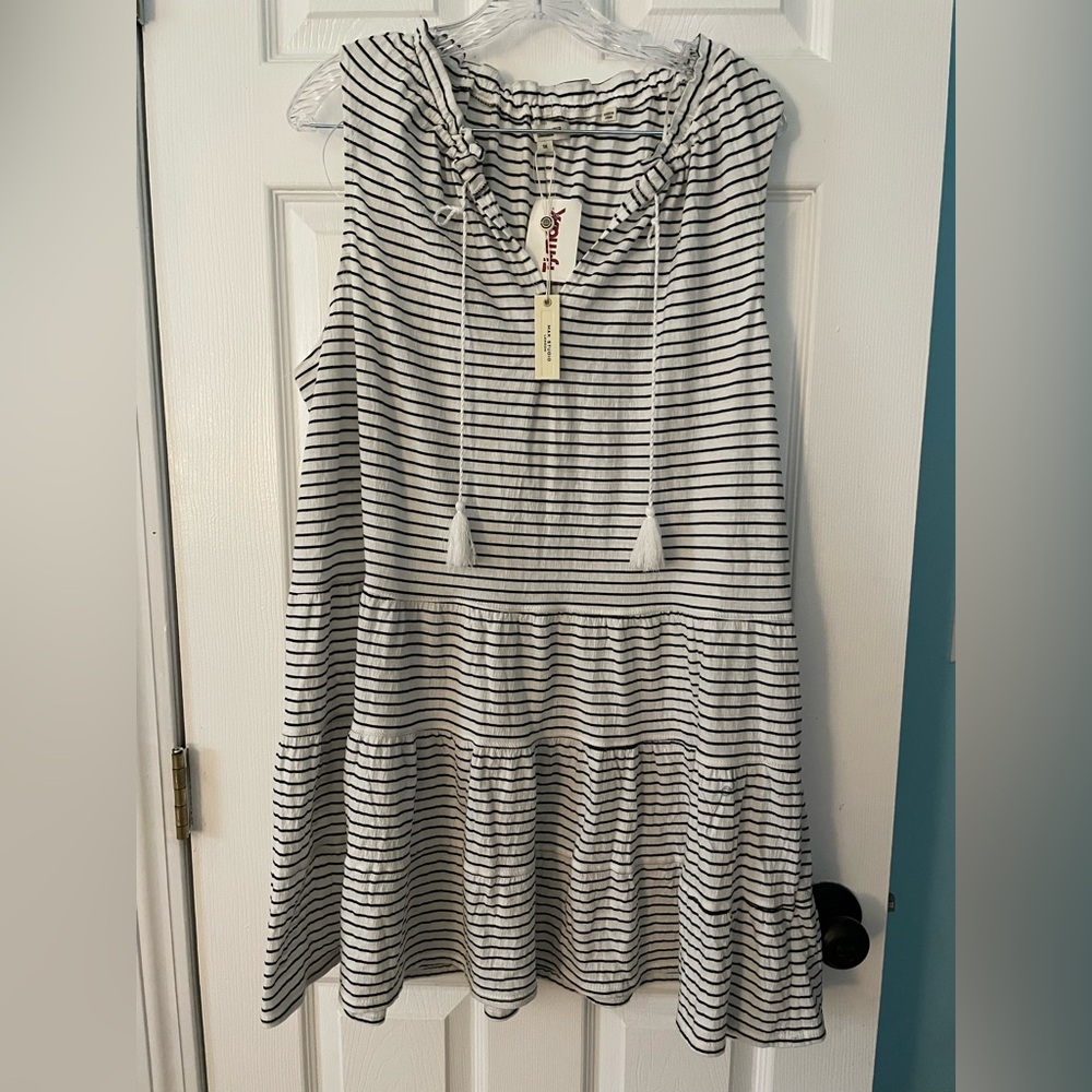 Max Studio Black and White Striped Midi Dress